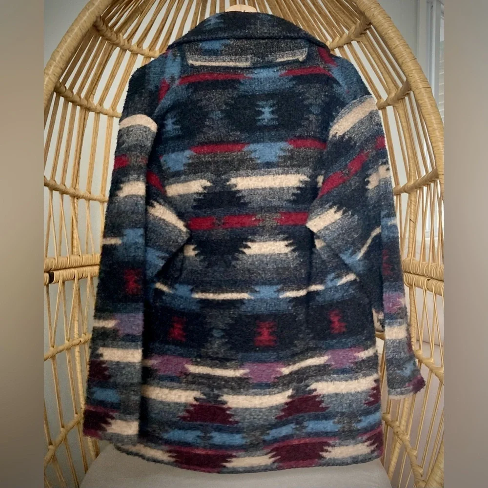 Vintage Mazmania Wool Cardigan Southwestern Aztec Sweater Made in USA Boho US L